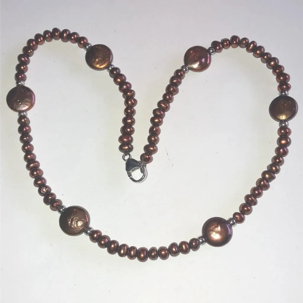 Honora 925 Genuine Cultured Freshwater Elegant Chocolate Pearl Necklace Brown - Image 5