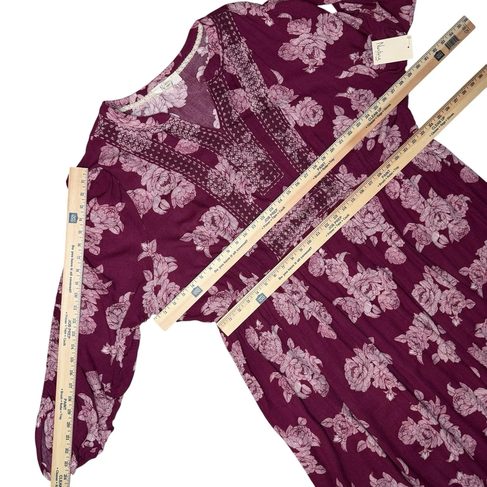 NWT Nurture By Westbound Woman Floral‎ Maxi Boho Dress Long Sleeves Women's 3X Purple - Image 7