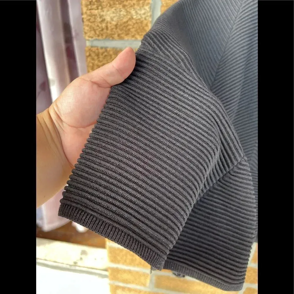 Torn By Ronny Kobo Textured Ribbed Fit & Flare Sleeveless Black Dress medium - Image 7