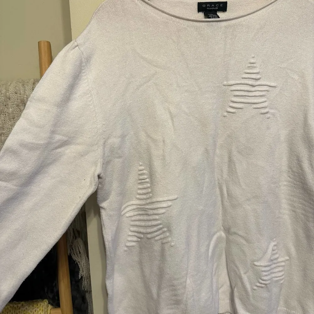 GRACE Star Perfect Fit Pullover Sweater in White Size XL - Image 3