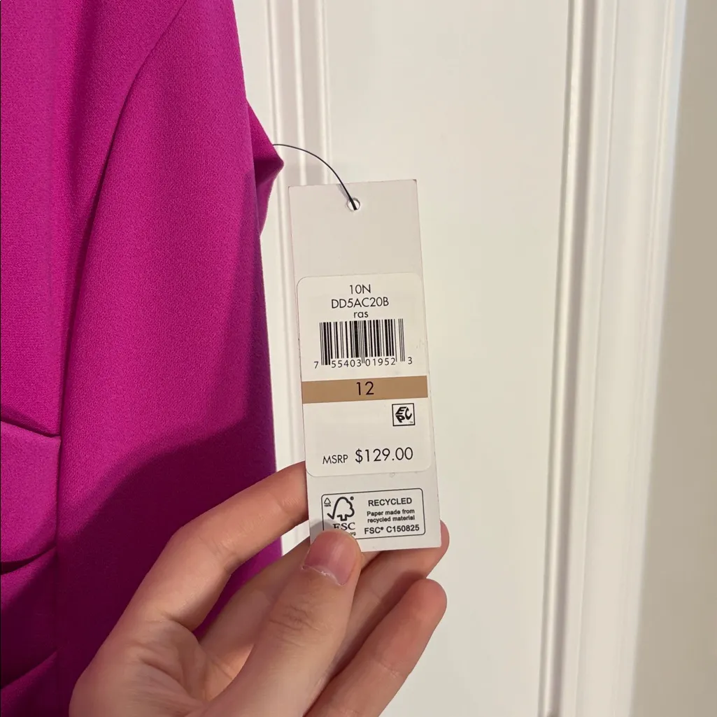 DKNY Women's Jewel-Neck Side-Pleat Scuba Sheath Knee-length Dress NWT Pink 12 - Image 3