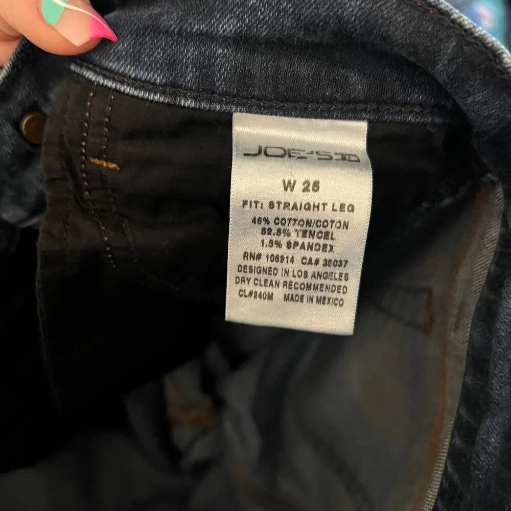 Joe's Straight Leg Jeans Blue Denim Cotton Stretch Mid-Rise Dark Wash Sz 25 - Image 7