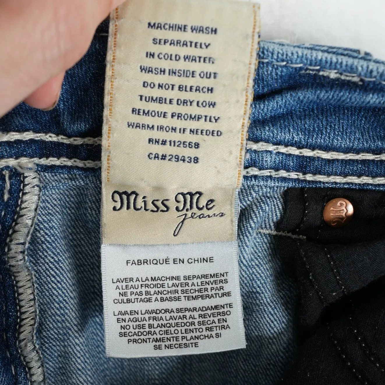 Miss Me Jeans Womens 30 Slim Boot Stretch Low Rise Denim Y2K Western Cowgirl - Image 9