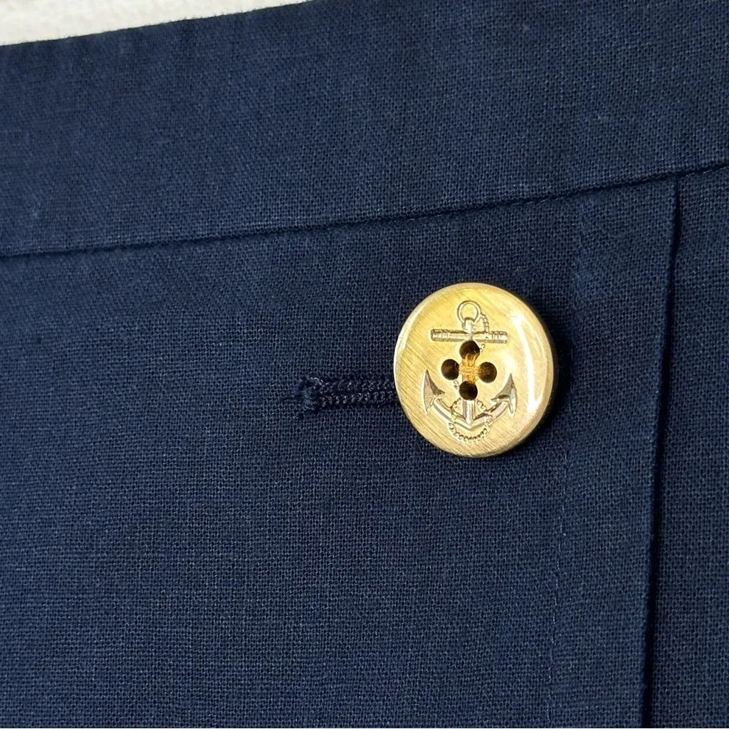 J Crew 100% Linen/Cotton Blend Navy Blue Sailor Skirt Sz 2 Preppy Coastal Twee - Image 3