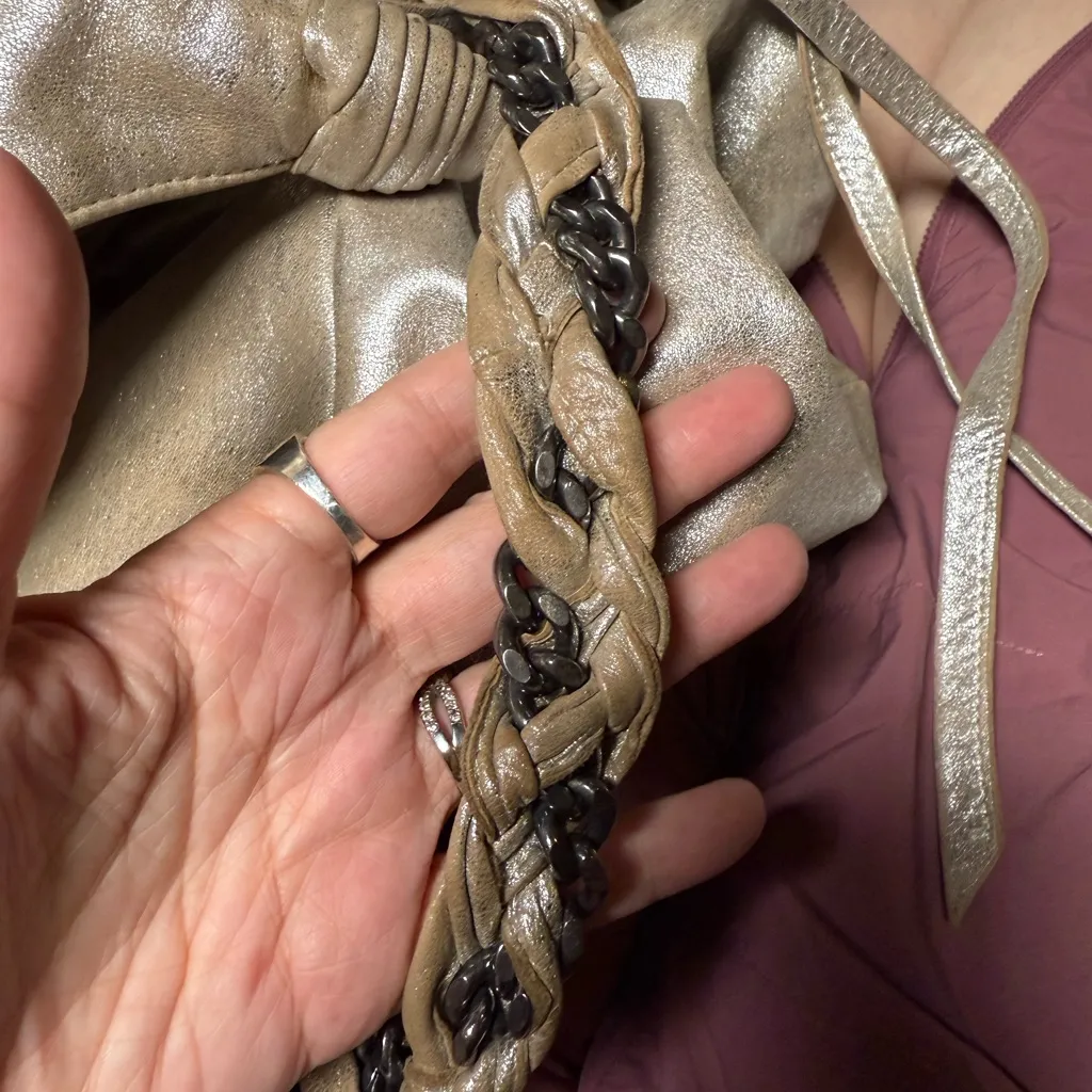 CC Skye rose Gold Metallic slouchy Shoulder‎ Bag braided handle boho rustic - Image 12