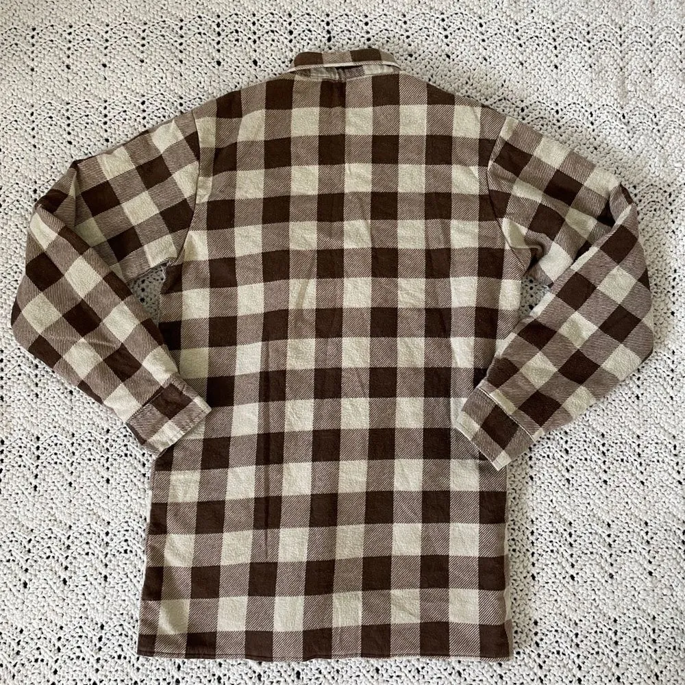 Hugo Valentino Buffalo Plaid Collared Button Down Shacket Brown/Cream (Small) Brown - Image 3
