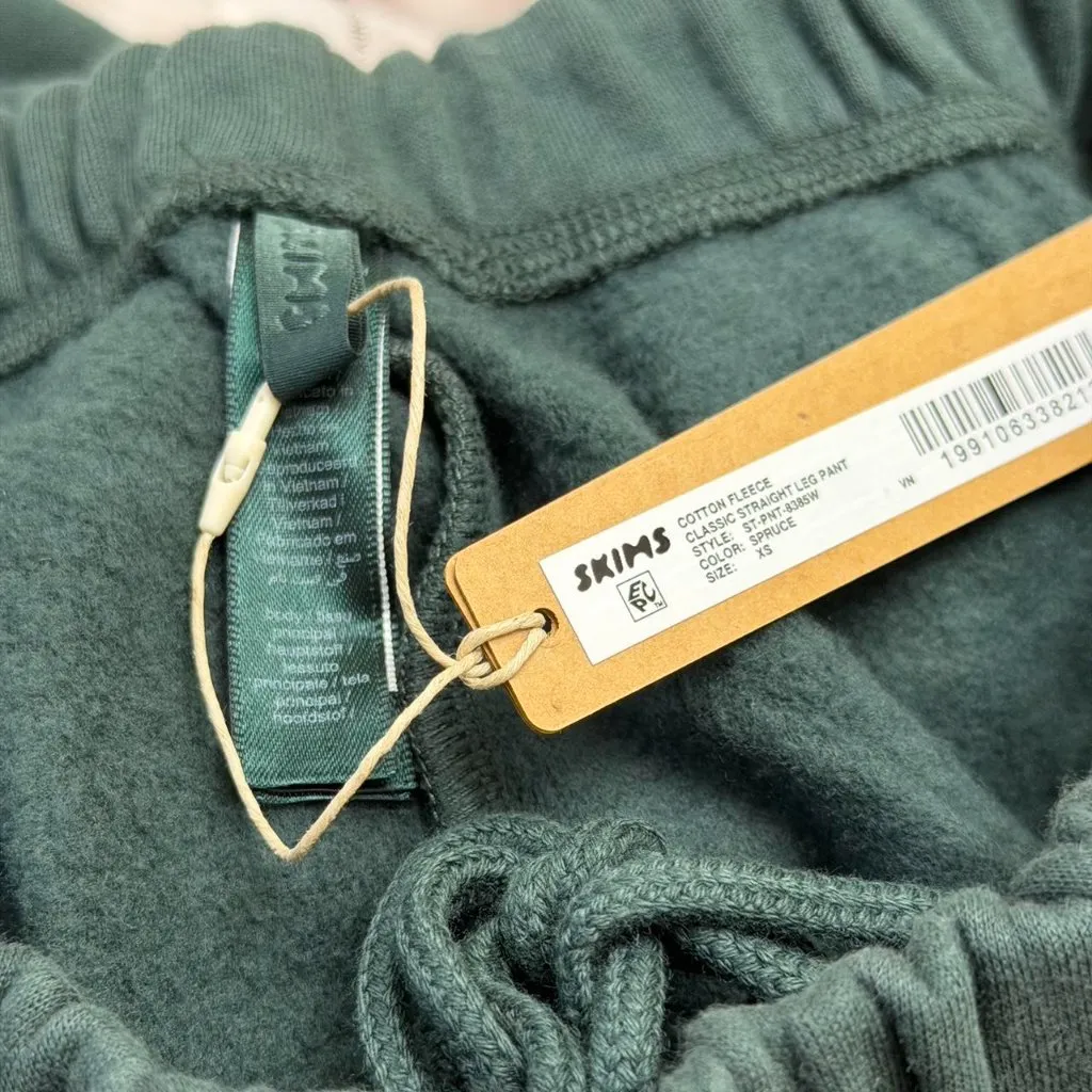 Skims Cotton Fleece Classic Straight Leg Pant in Spruce, Size X-Small - Image 8