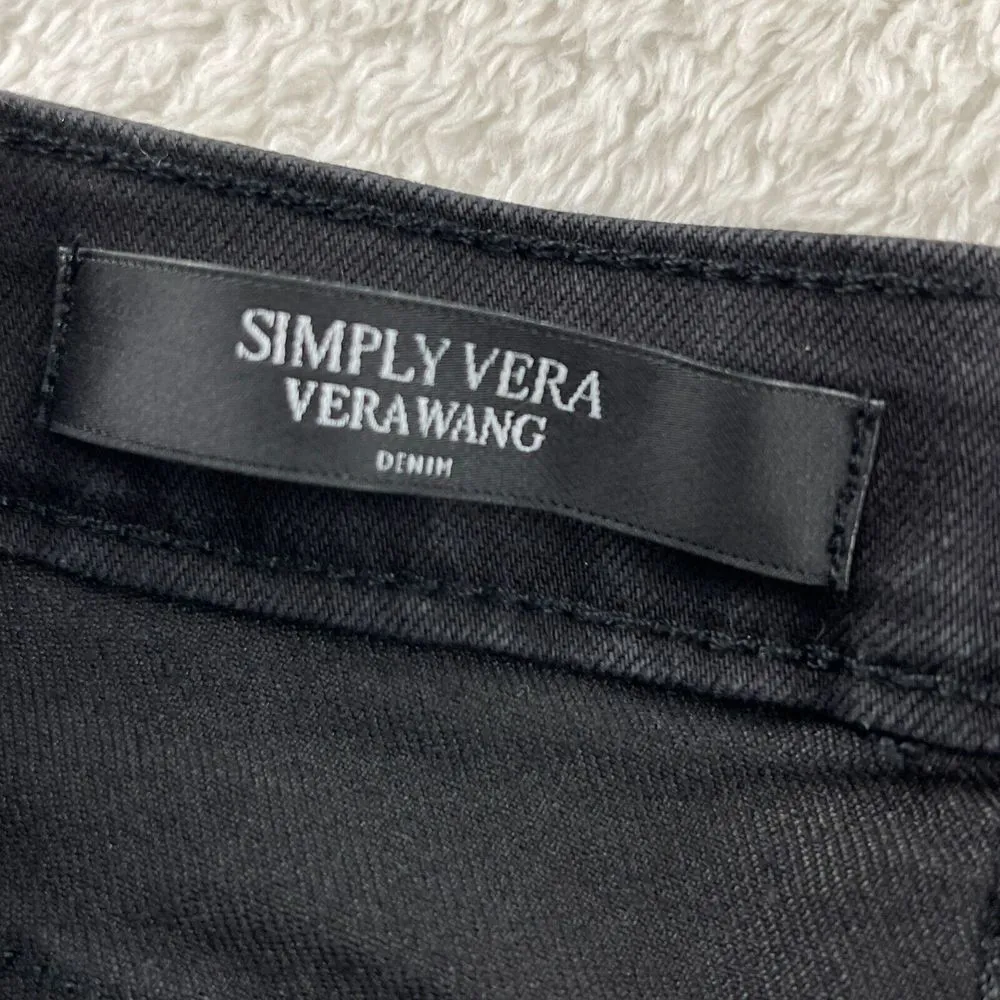 Simply Vera Vera Wang Capri Jeans Womens Size 4P Black Denim Button Fly Mid Rise - Image 9