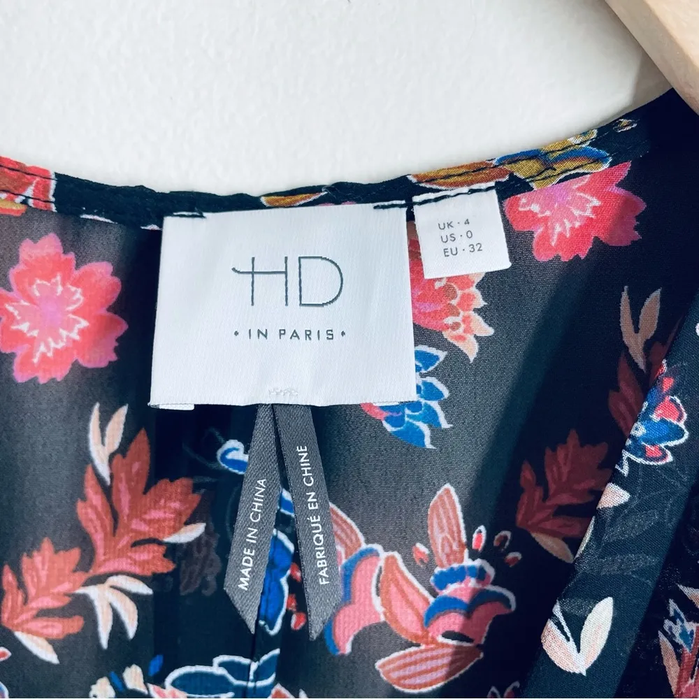 HD in Paris Anthro Floral Sheer Maxi Dress Black Multicolor size 0 - Image 13
