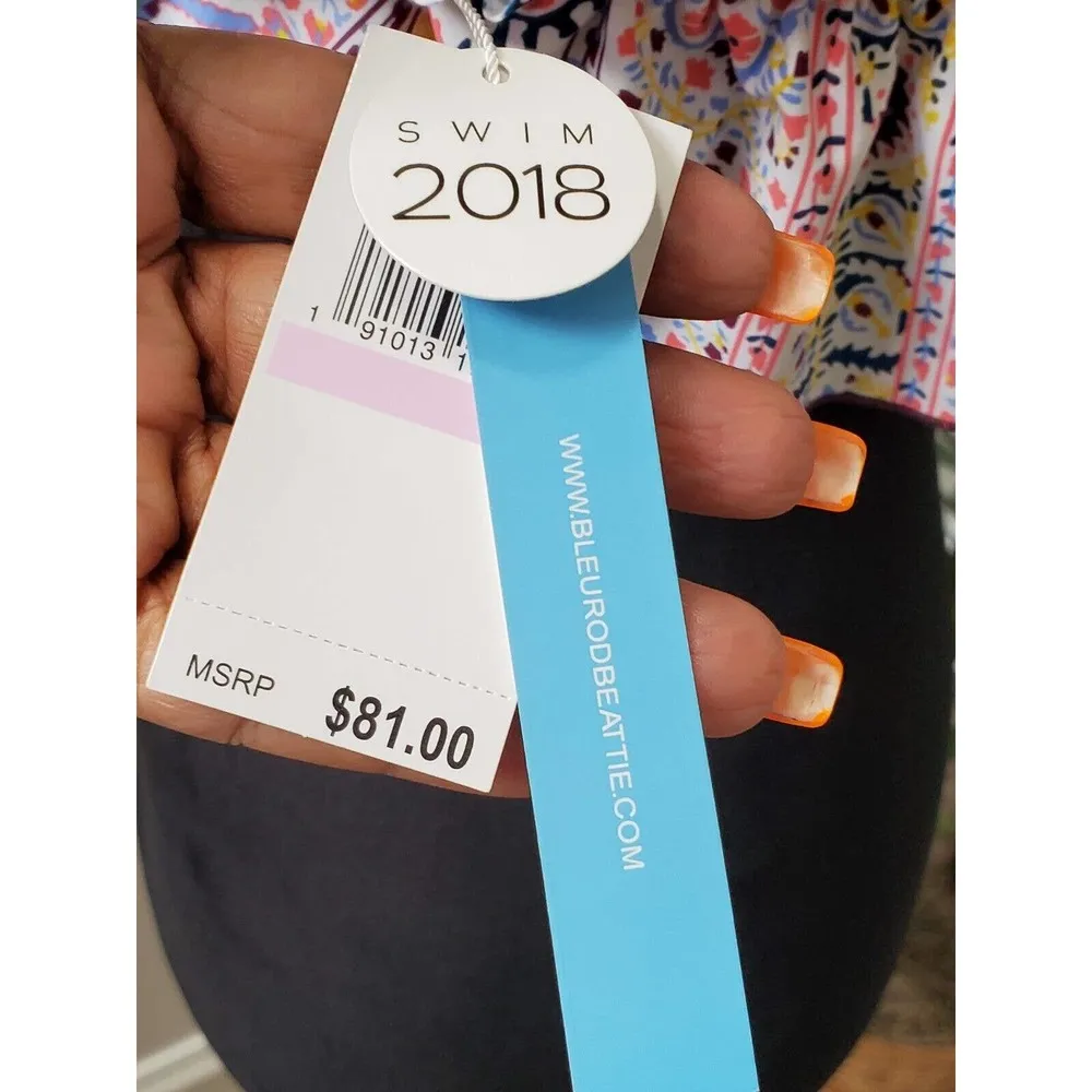 Bleu Rod Beattie Woman's Multicolor Floral Nylon Square Neck Pullover Blouse 6 - Image 6