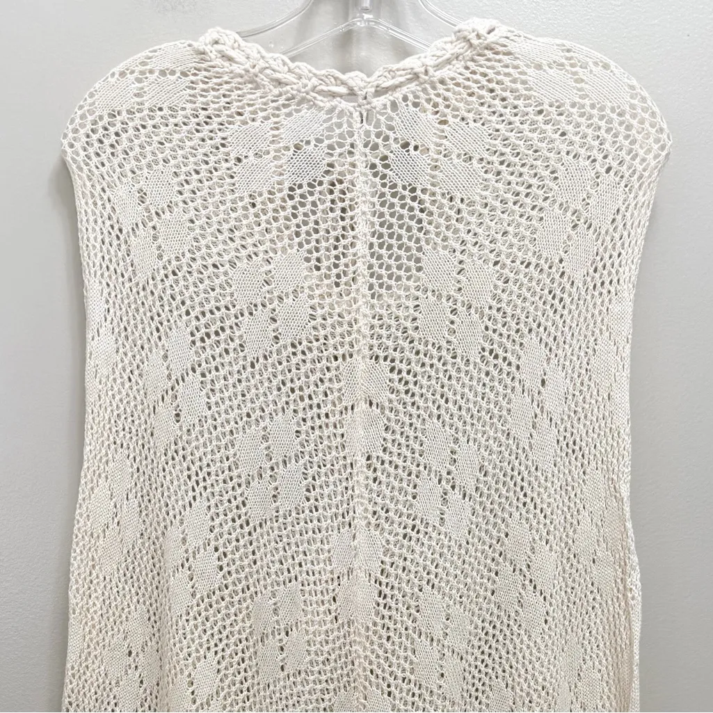 SPELL Route 66 Crochet Cream Knit Poncho Tassel Fringe Boho Festival Size undefined - Image 8