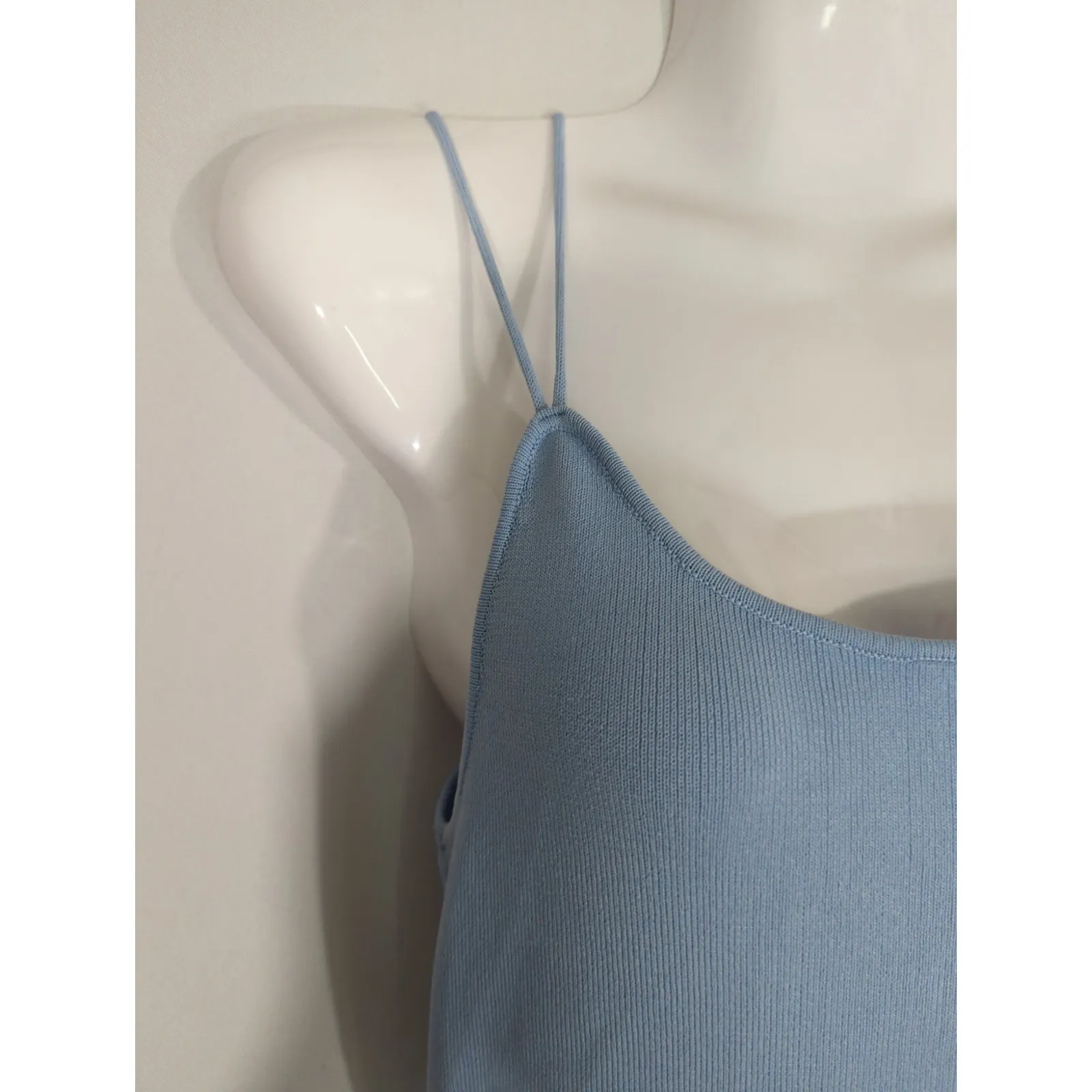 Urban Revivo Light Blue Cami Scoop Neck Slit Hem Dress MEDIUM NWT Coastal Casual - Image 5