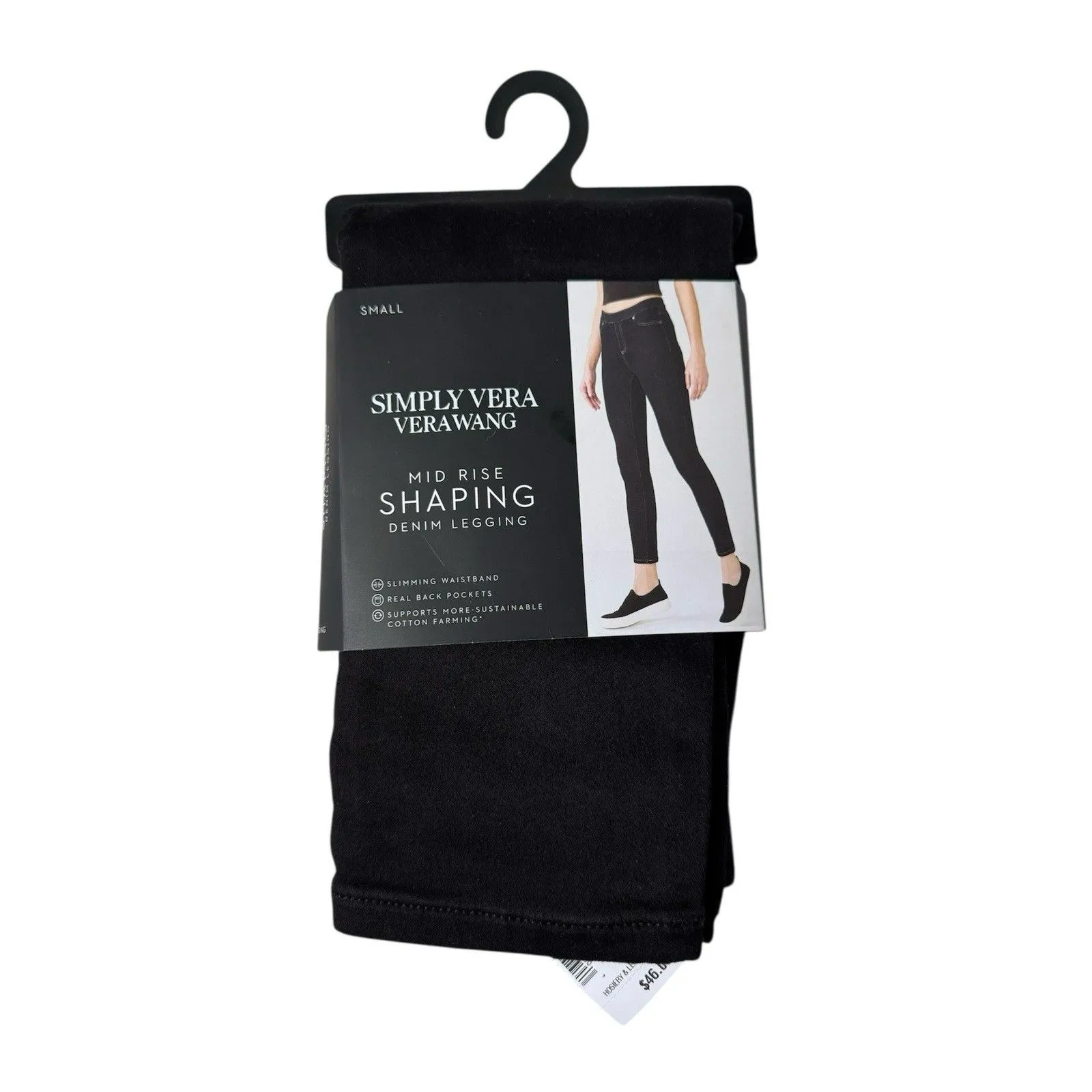Simply Vera VERAWANG Mid Rise Shaping Denim Leggings S Black - Image 2