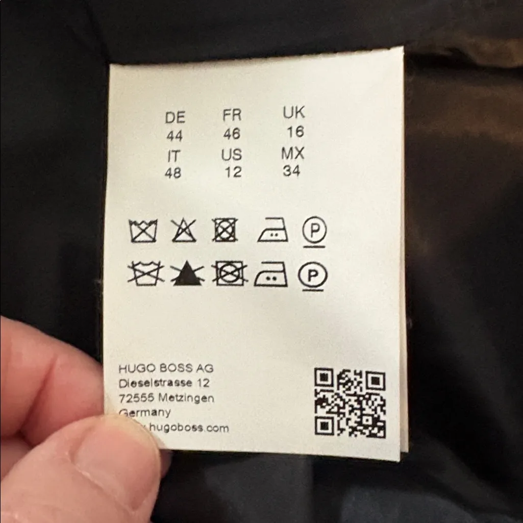 BOSS Women's Size 12 Blue Gray Virgin Wool Blazer Jacket 2 Button Classic - Image 4