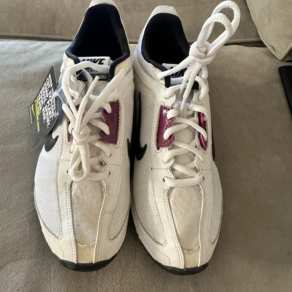 Nike Air Max White and Purple Athletic Shoes - Image 2