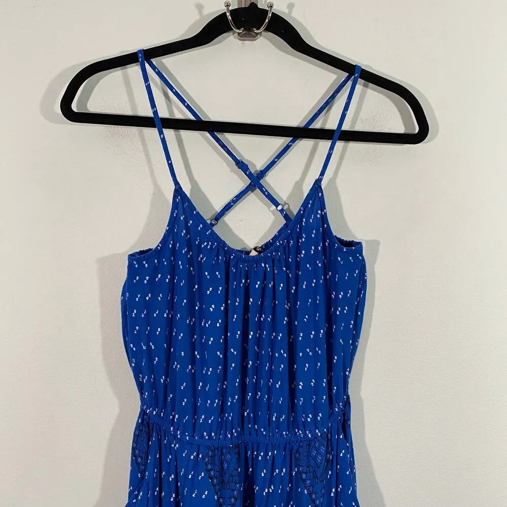 Lucky Brand Women's Blue Printer Halter Boho Maxi Dress Size XS - Image 3