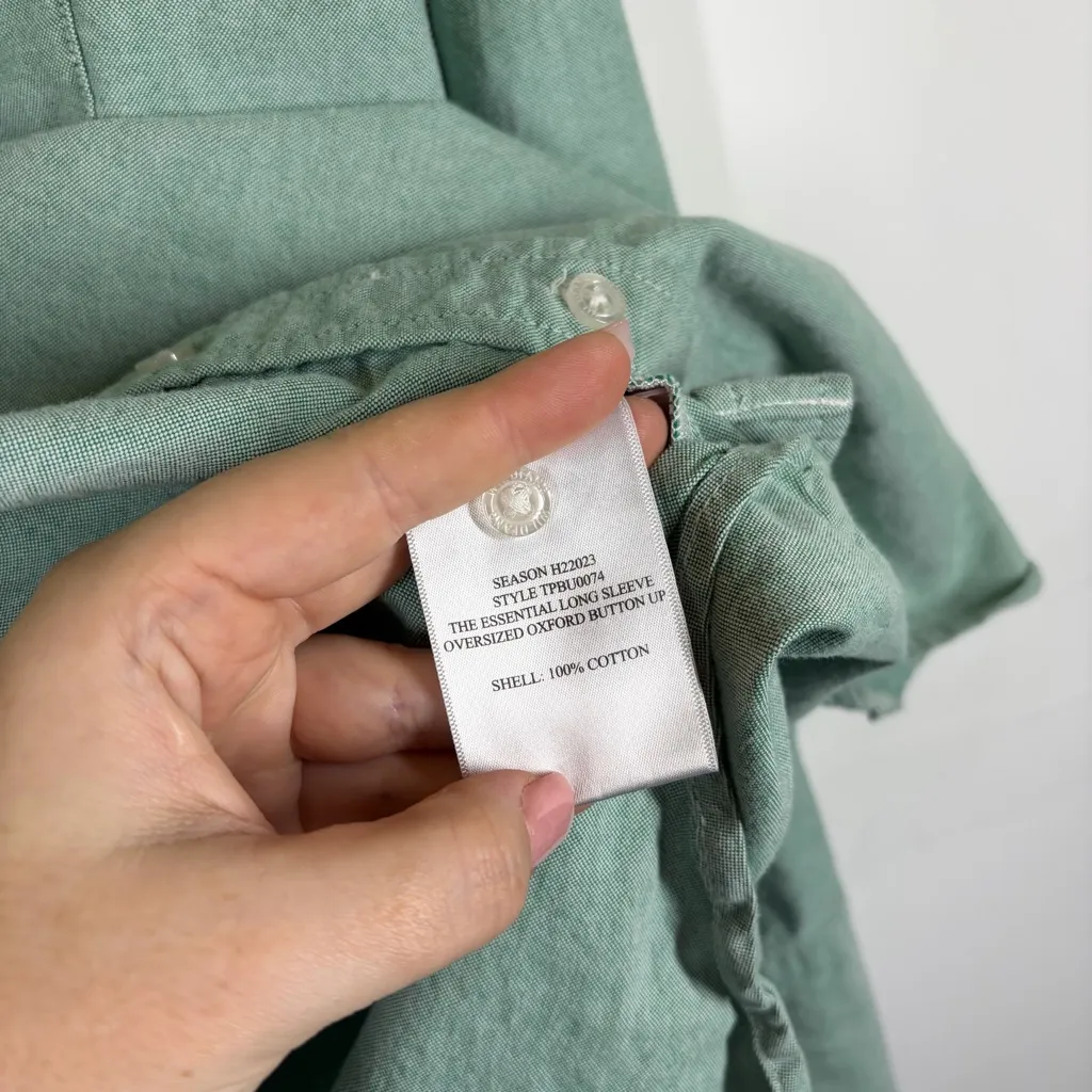 Wildfang The Essential Long Sleeve Oversized Oxford Button Up Size 2X Green - Image 10