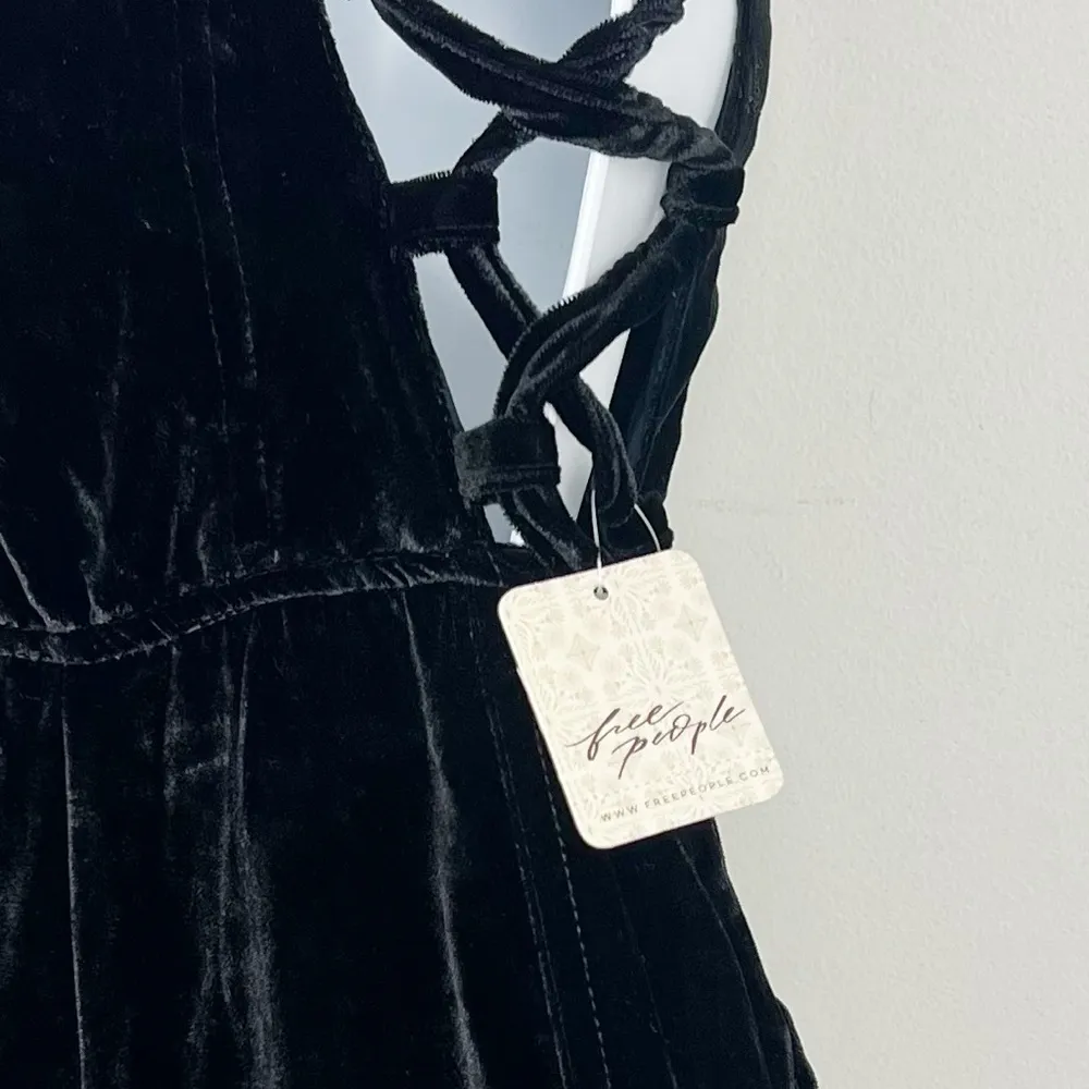 90s Forever Velvet Overall Size Extra Small XS Wide Leg Black NEW - Image 9