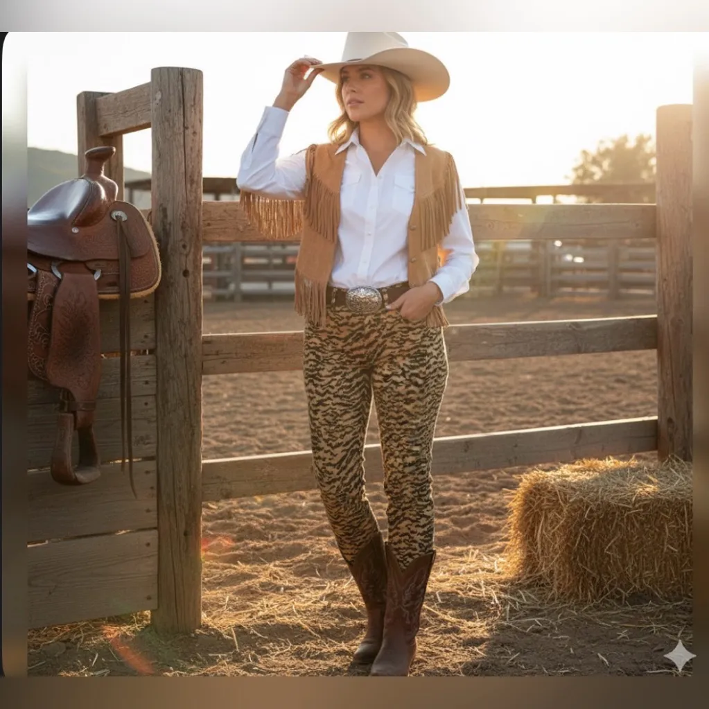 Good American | Good Waist Crop Tiger Print Jeans 15/33 NEW - Image 4