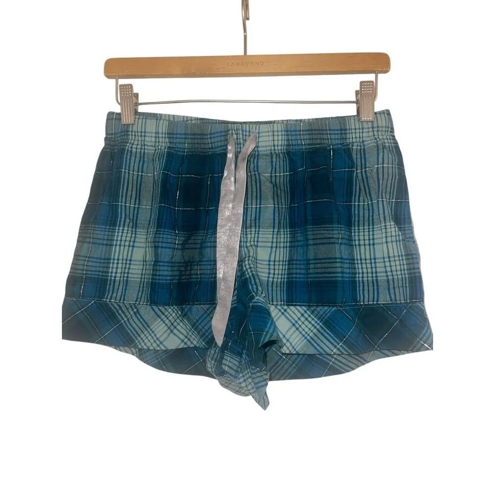 ✨VICTORIA'S SECRET Flannel Short Pajama Sz Small Shorts Sea Salt Green Plaid✨ - Image 3