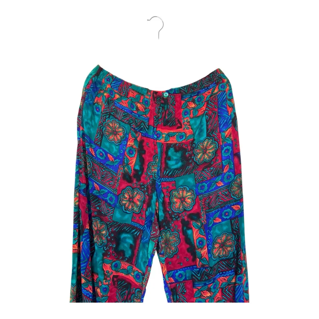 Vintage 80s Abstract Print Geometric Women's Slouchy Pants Size L Red Size L - Image 5