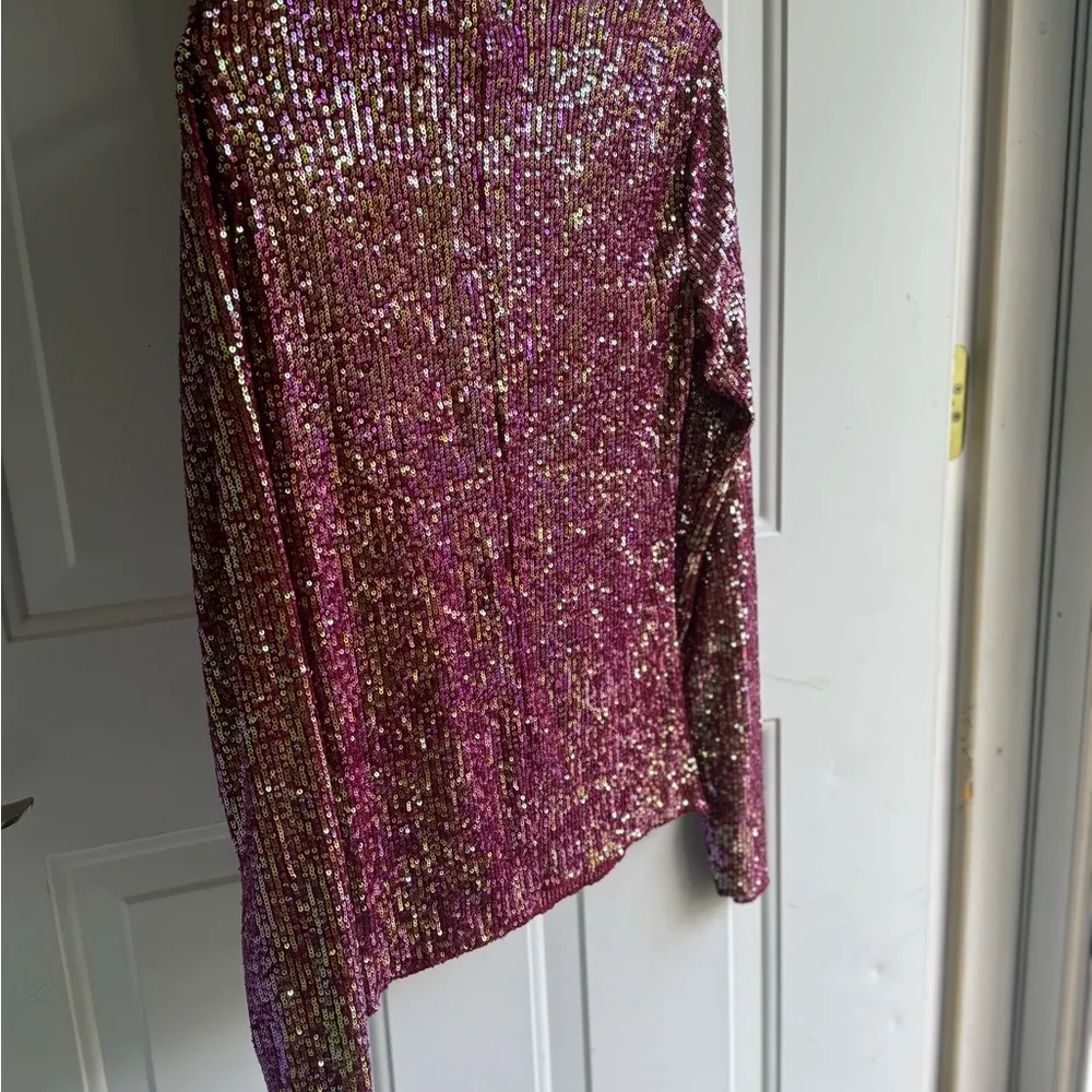 Free People  Maroon and Gold Sequin Blouse - Image 4