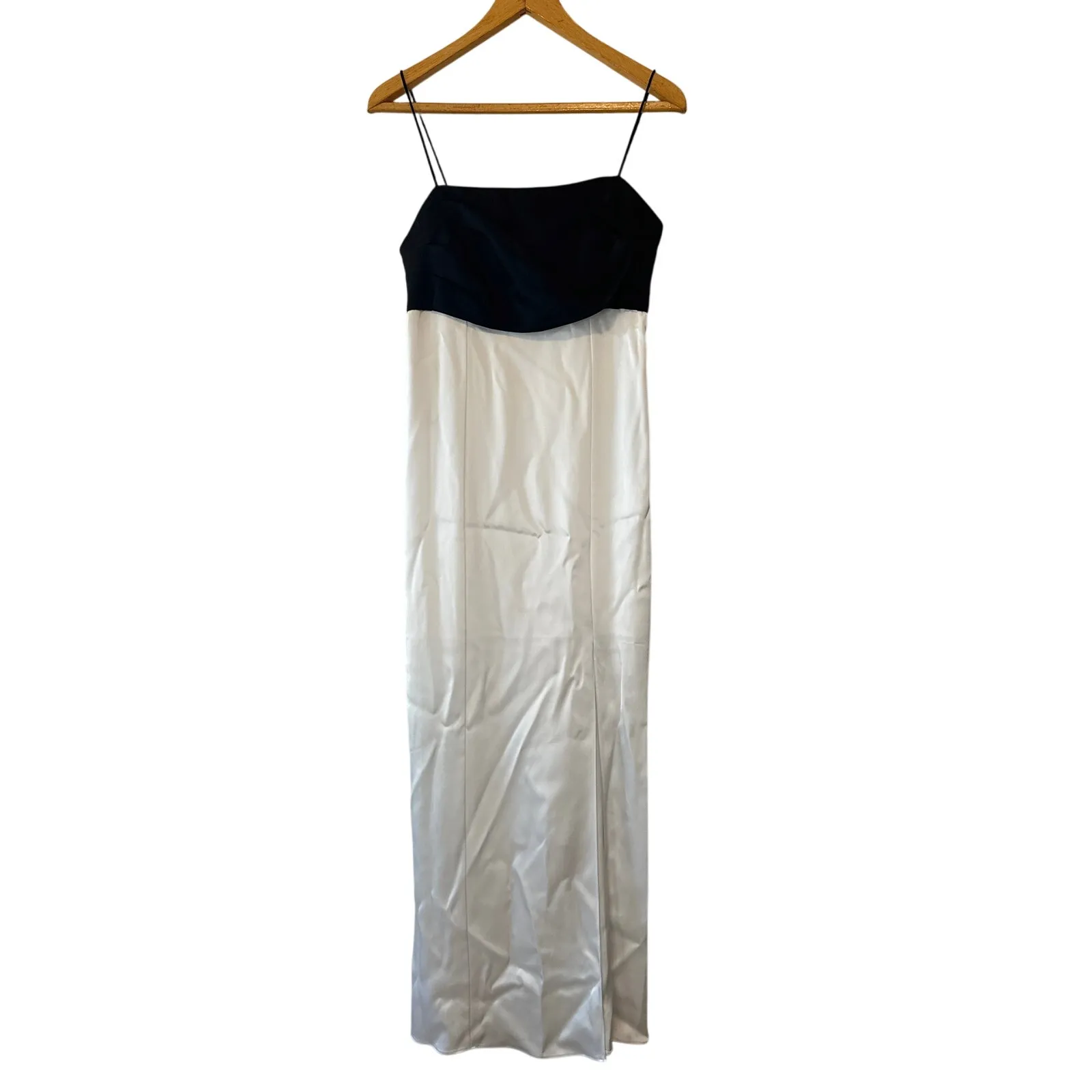 Alice + Olivia NWT Lilita Black & White Satin Maxi Slip Dress Size 4 - Image 4