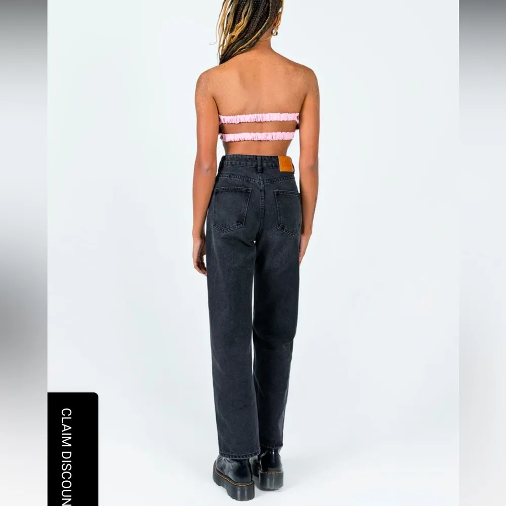 NWT Princess Polly Y2K Henley Wide Leg Jeans in Black - Image 3