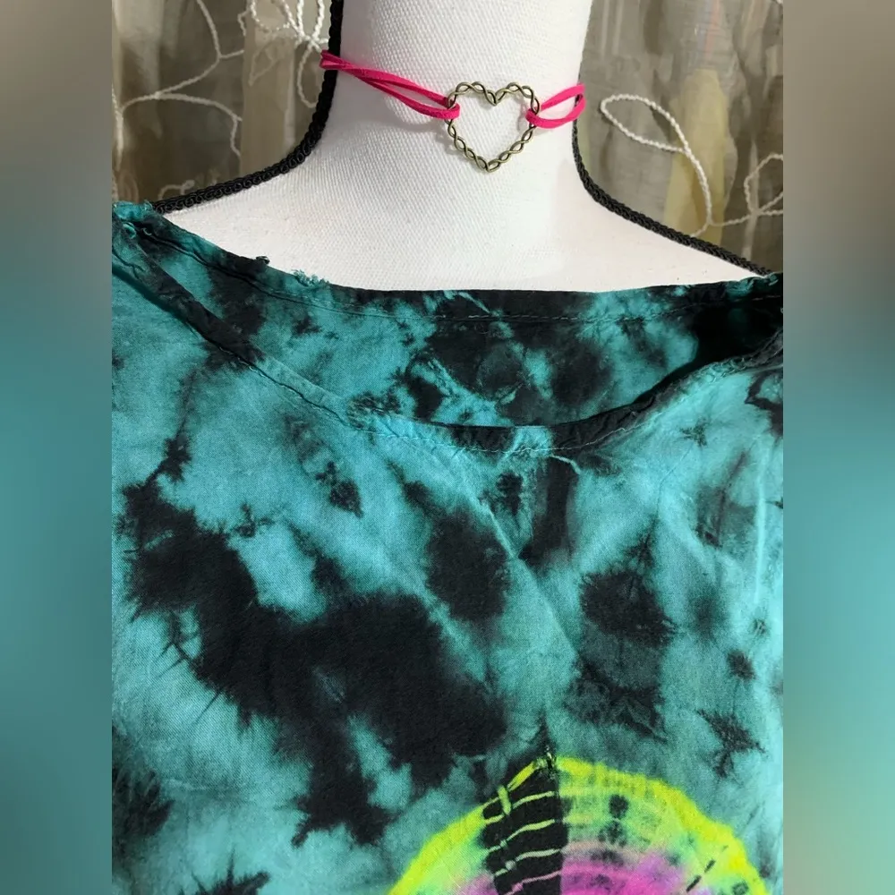 Tie Dye Festival Dress Green Size M - Image 8