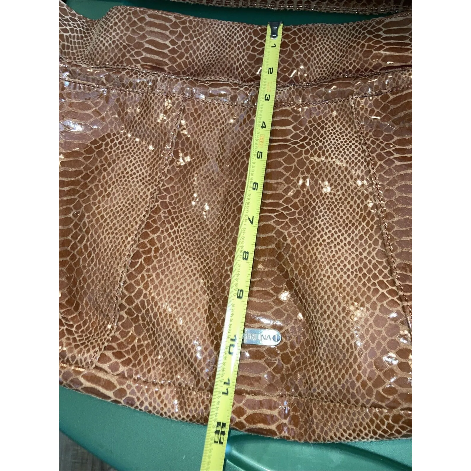 PERLINA Snake Print Brown Leather Shoulder Hobo Tote CrossBody Purse NWOTS - Image 11