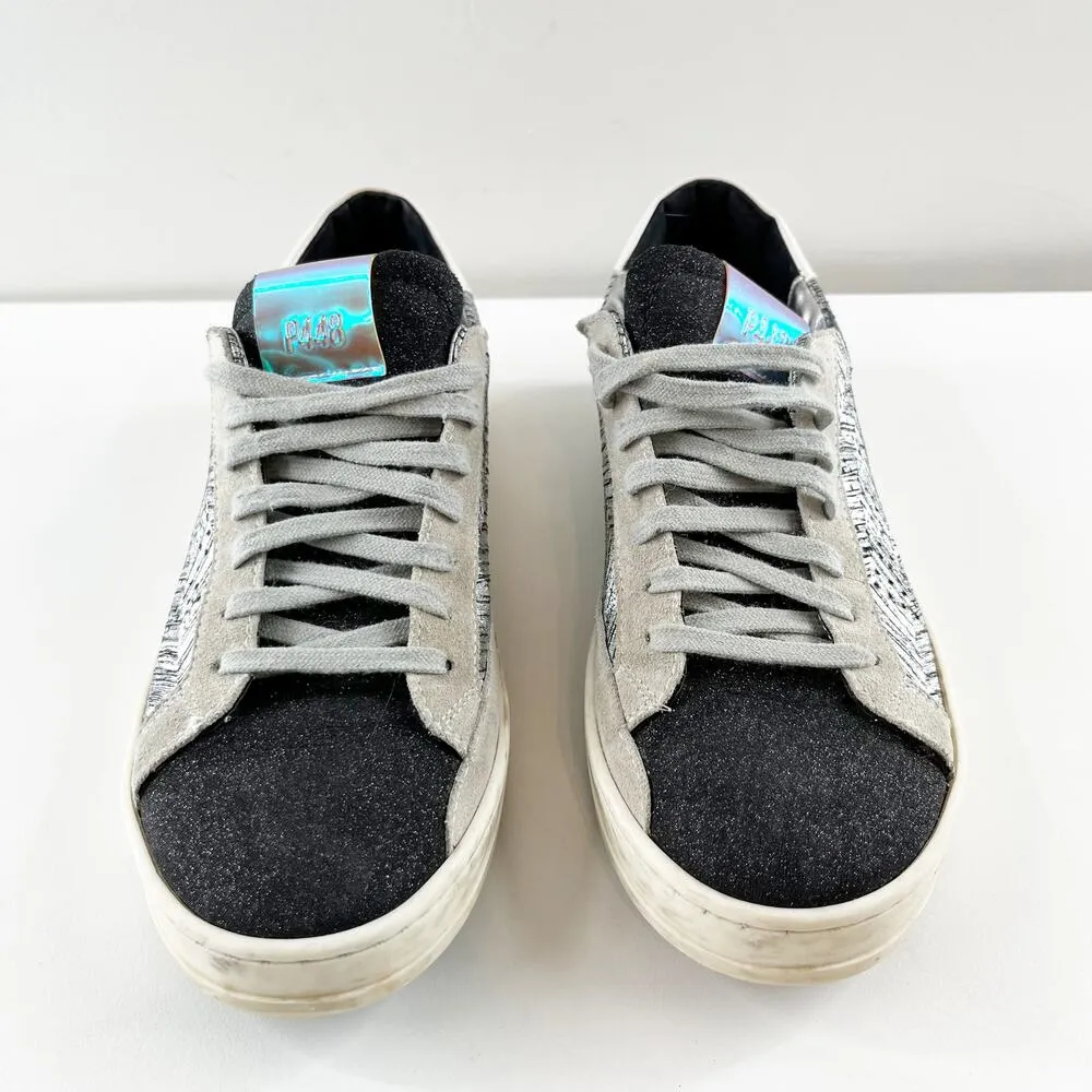 P448 John Chevron Lace Up Skateboarding Shoes Sneakers White Gray 7 - Image 3