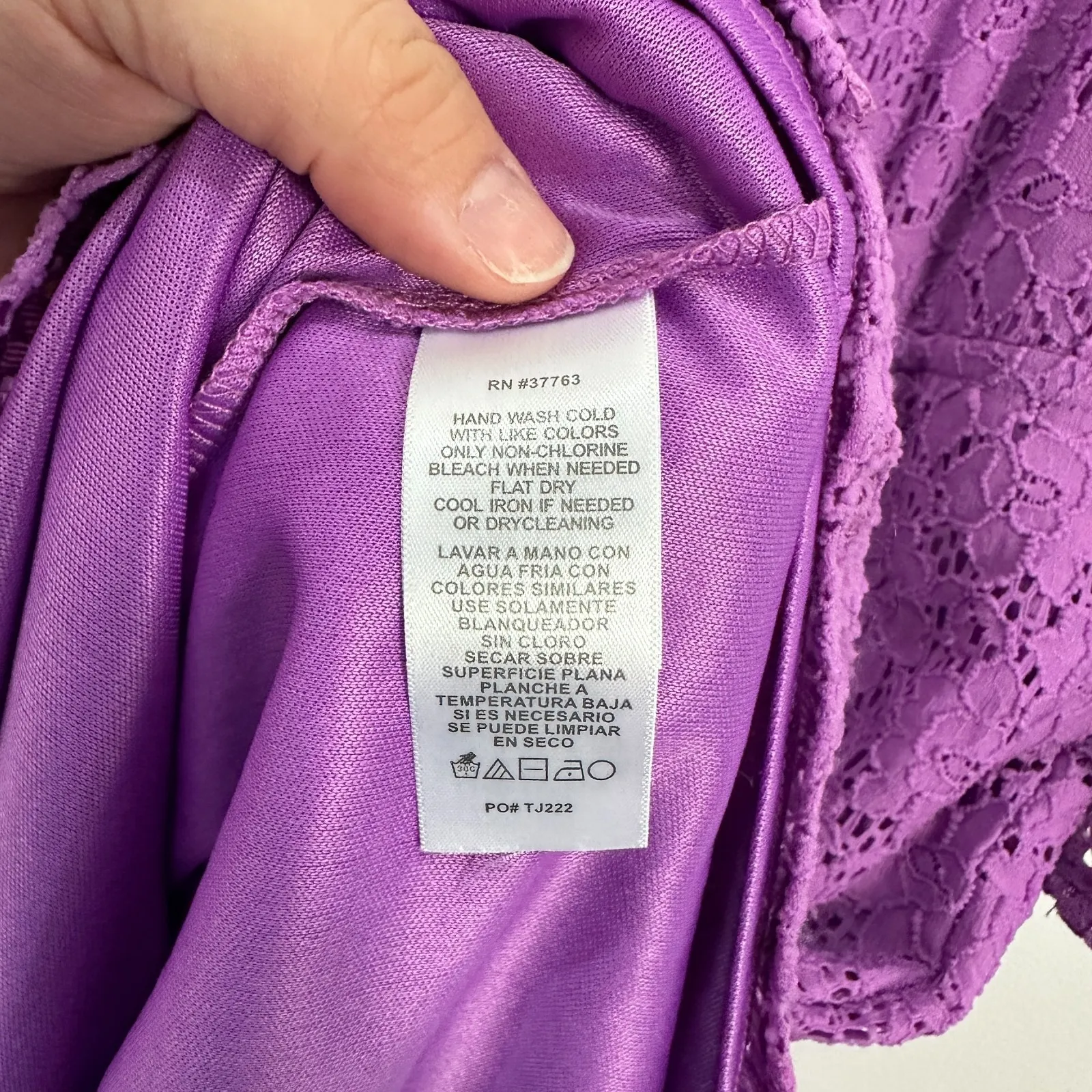 Laundry by Shelli Segal Babydoll Dress M Purple Crochet Lace Boho Cottage Fairy‎ - Image 4