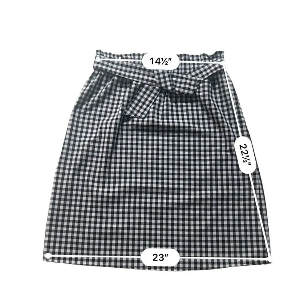 SHEIN LUNE Paperbag Waist Belted Gingham Skirt size S - Image 5