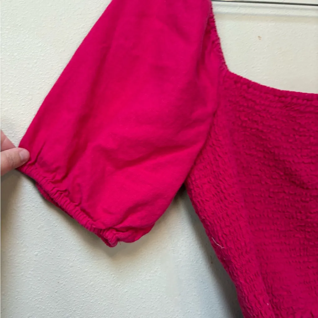 Universal Thread Hot Pink Puff Sleeve Crop Top L - Image 5
