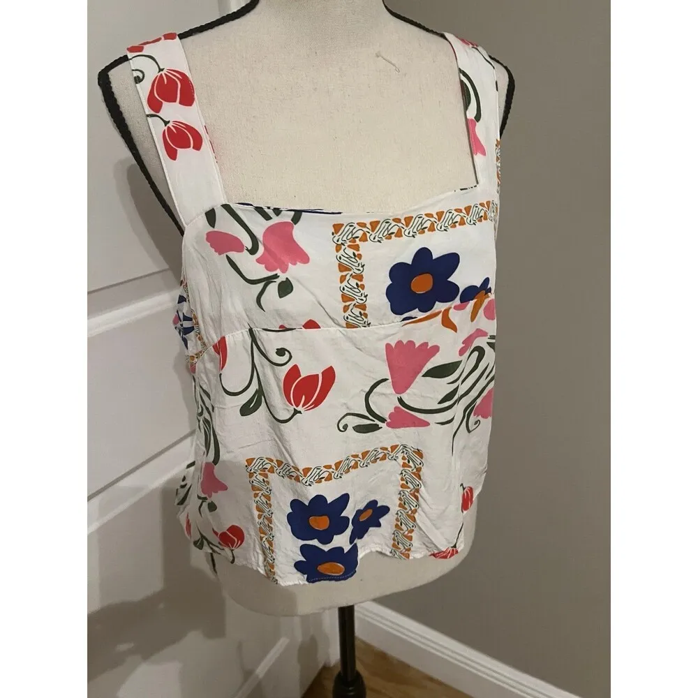 Unbranded flower hobo crop top. Side zipper Size L - Image 2