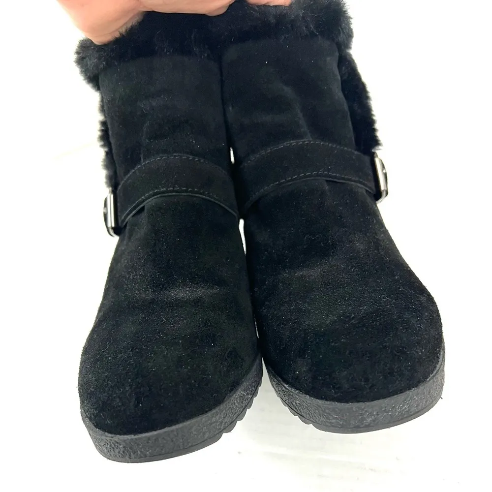 Aquatalia Carlotta Faux-Fur Lined Suede Wedge Ankle Boots - Size 11 - Image 10
