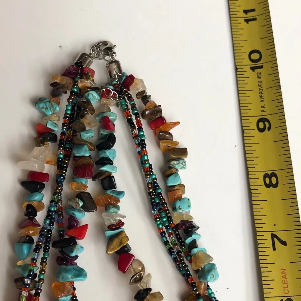 Navajo Multi Stone Chips Necklace Blue - Image 7