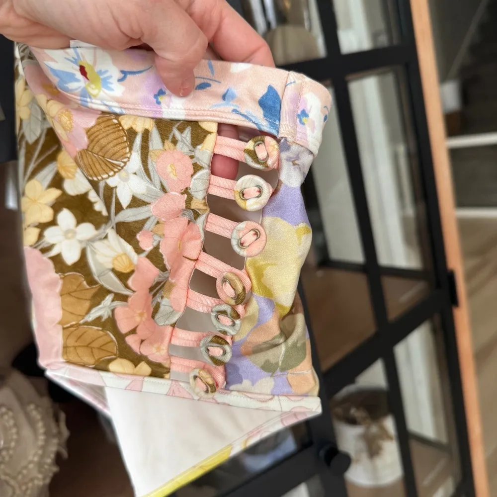 Zimmermann Pop Button High Waisted Bikini Bottoms floral patchwork print swim - Image 10