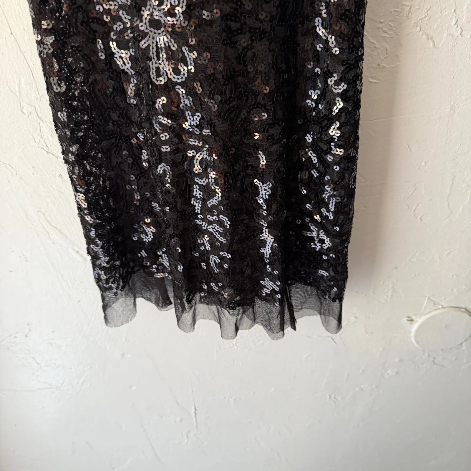 Wildcat Black Sequin‎ Tank Top L Y2K Fairy Grunge Mesh Going Out Top Size L - Image 3