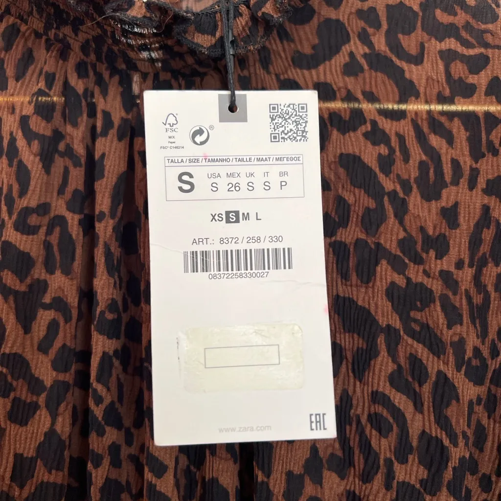 Zara Sheer Leopard Print Midi Dress Women’s Size Small - Image 6