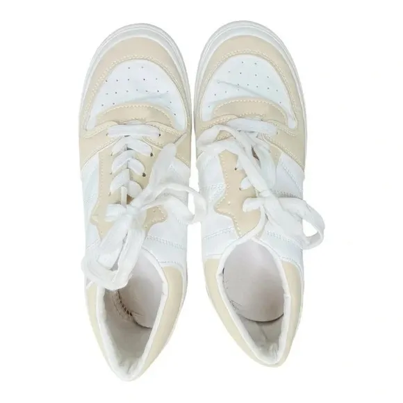 Tan White Contrast Color Skater Sneakers Casual Lace - Image 7