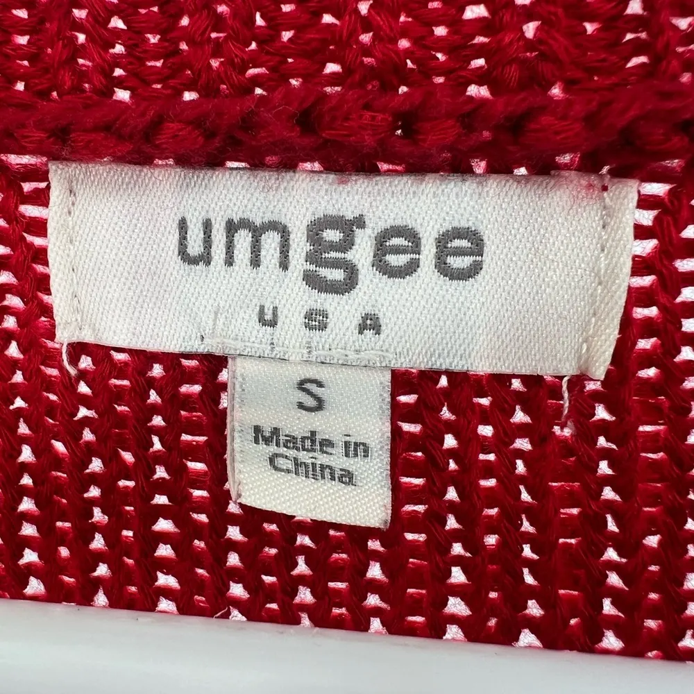 Umgee S red white striped lightweight bell sleeve sweater coastal holiday casual - Image 5