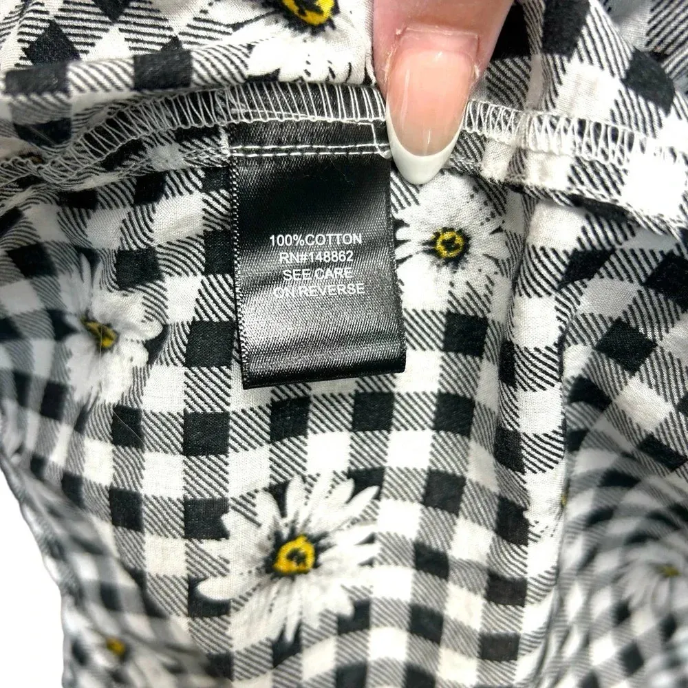 Torrid Kimono Duster Cotton Daisies Black White Gingham Plaid Print Plus Size 1X - Image 8
