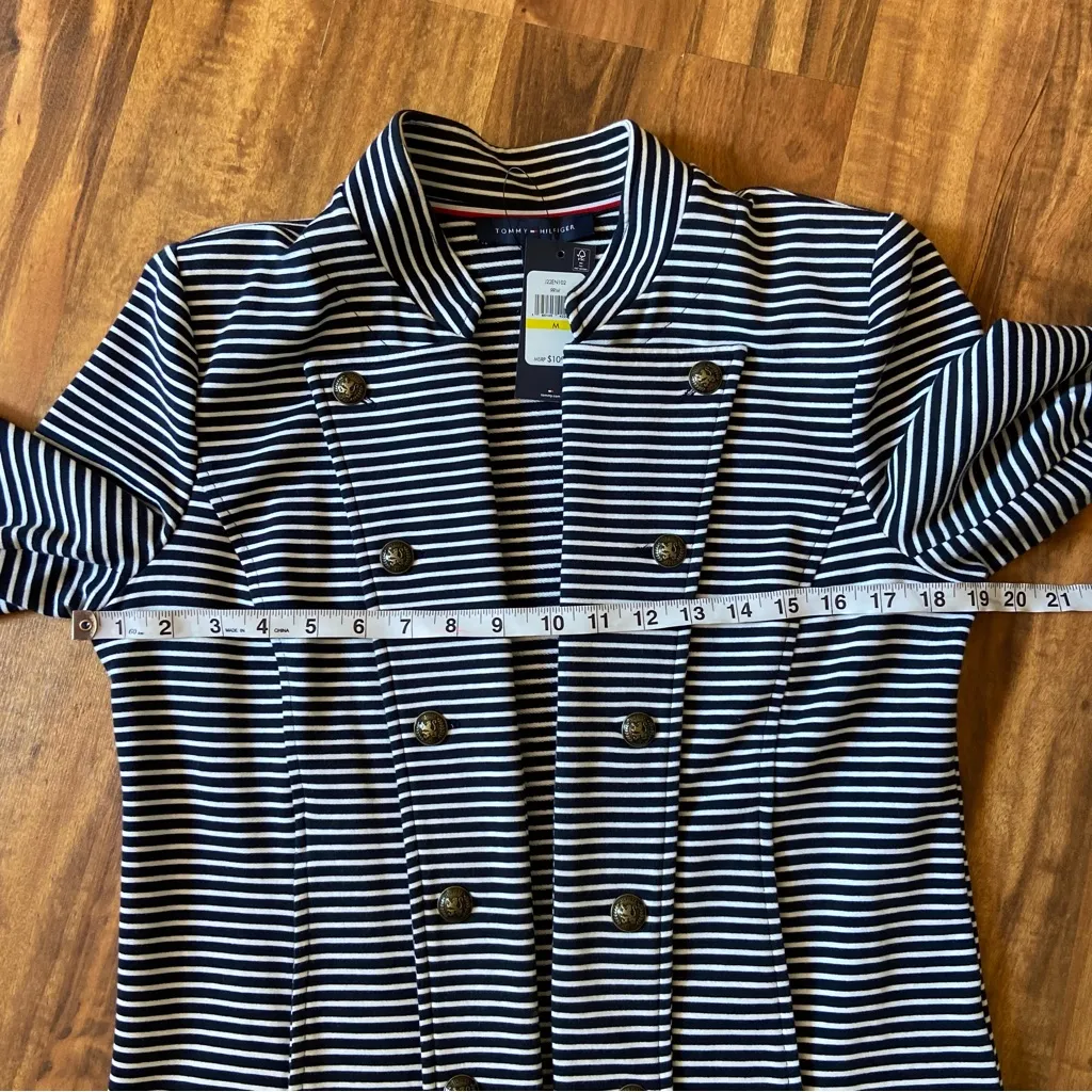 Tommy Hilfiger Navy Striped Military Blazer - Image 13
