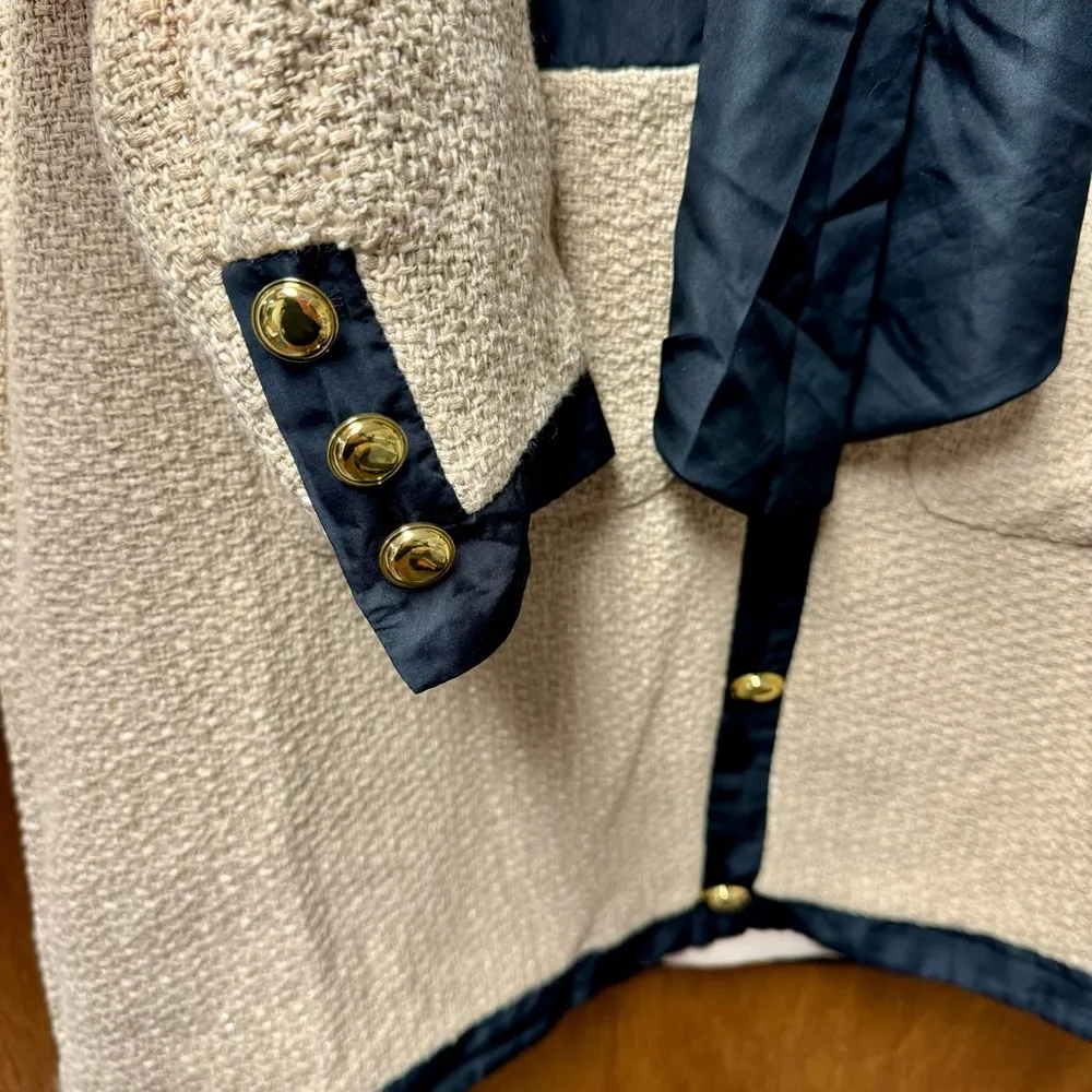 Pomander Place Tuckernuck Coco Tweed Bow Long Sleeve Mini Dress Tan Black XL - Image 10