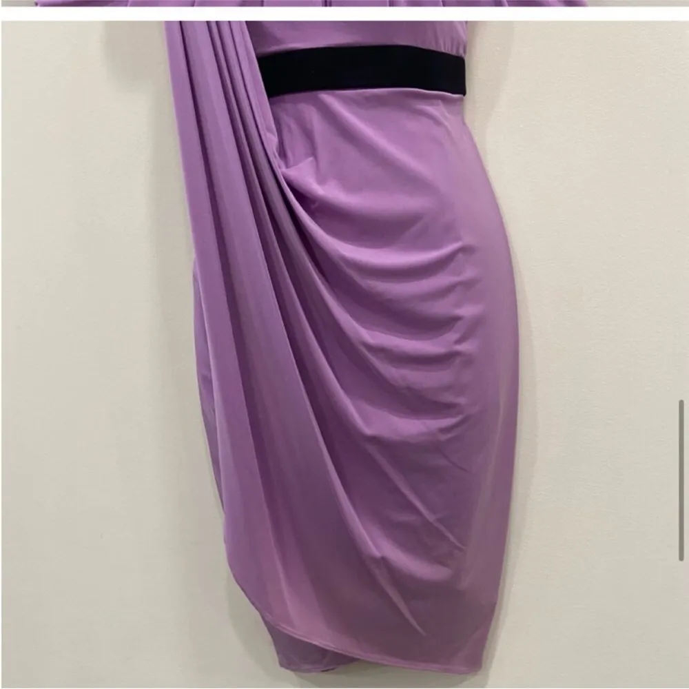 BCBG MAXAZRIA Y2K Mini Dress Grecian Draped One Shoulder Lilac Purple Toga Greek - Image 3