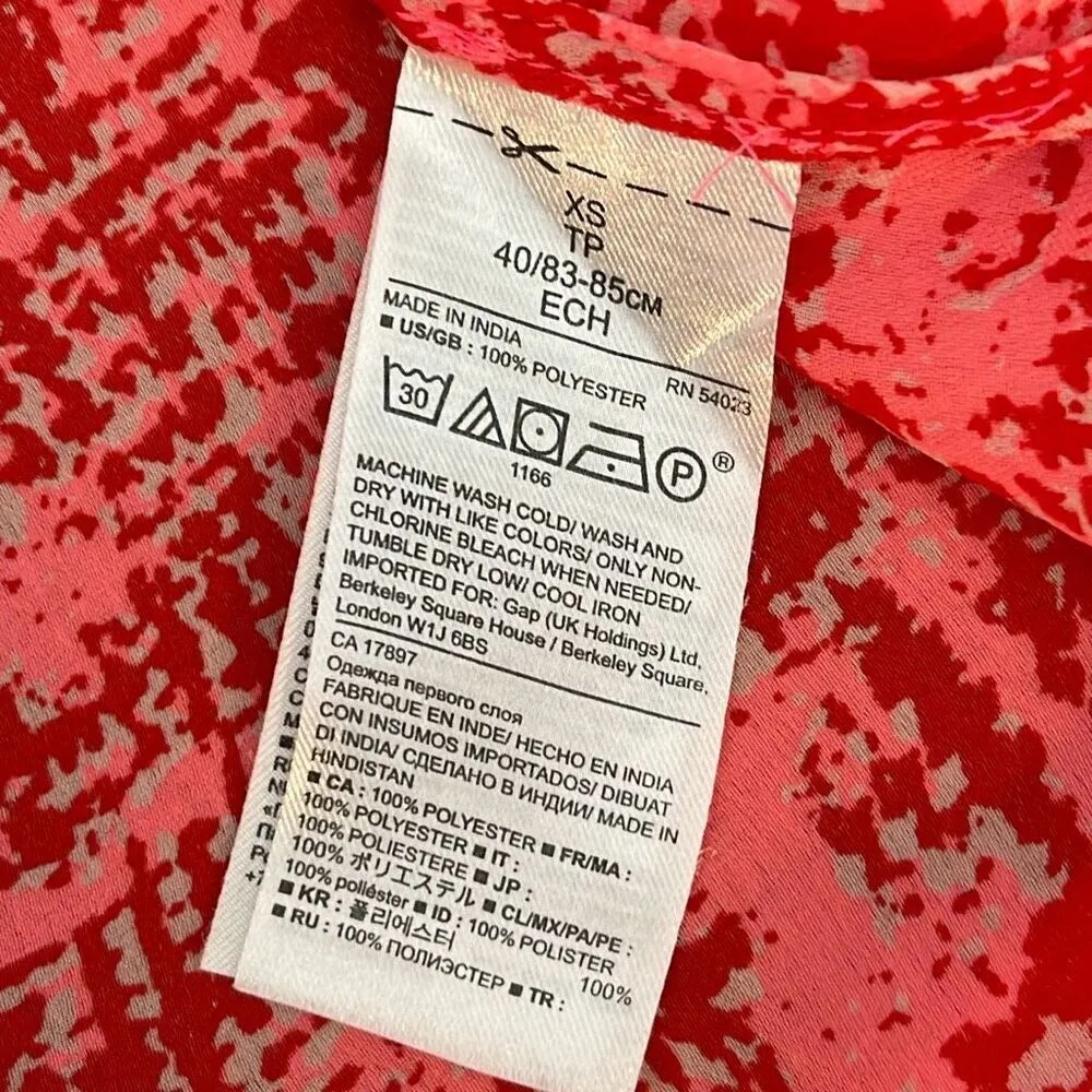 Banana Republic Womens Aubrey Long Sleeve Abstract Pullover Tunic Blouse Red Pin - Image 7