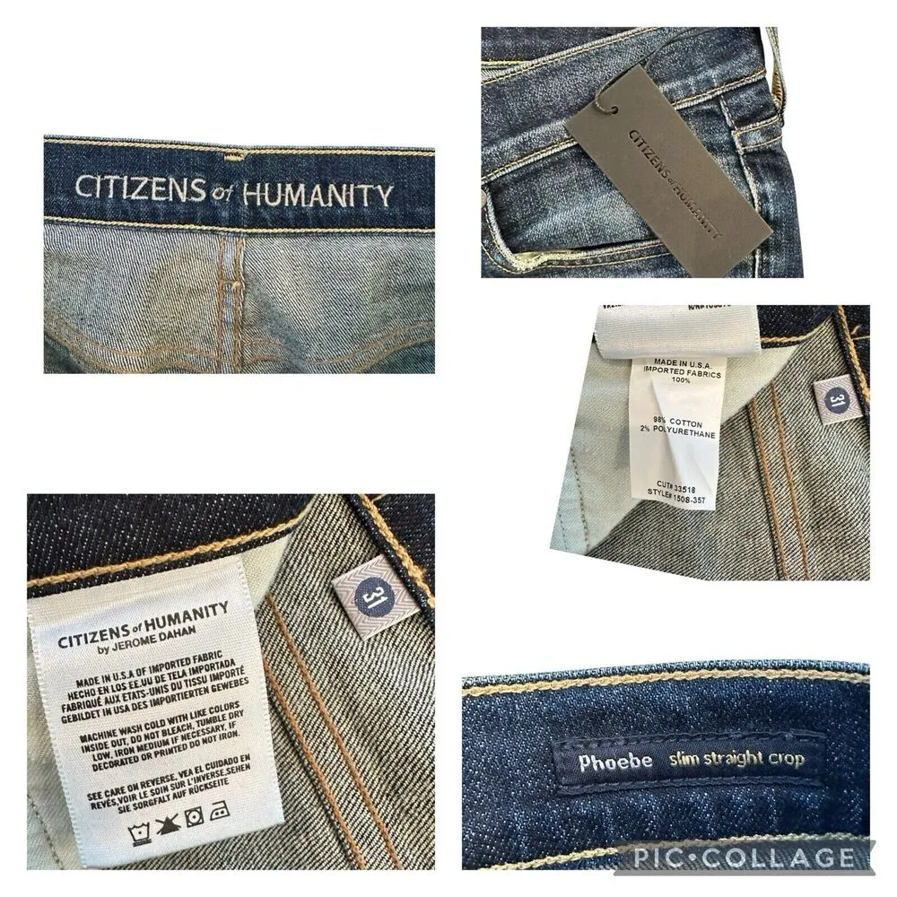 NEW Citizens Of Humanity COH Phoebe Slim Straight Crop Jeans Women’s Size 31 - Image 11