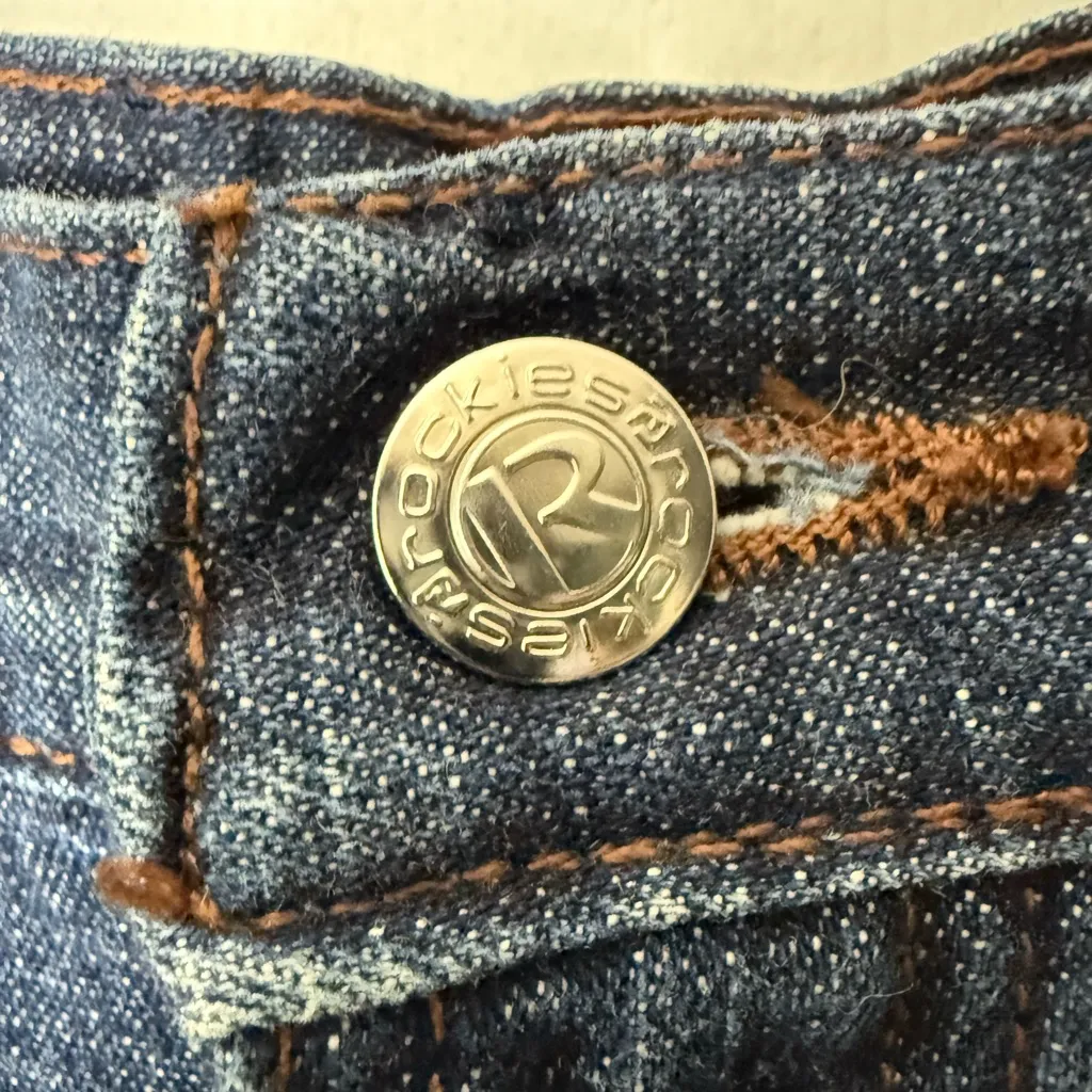 Rockies vintage dark blue denim midi skirt with back slit. XS - Image 3