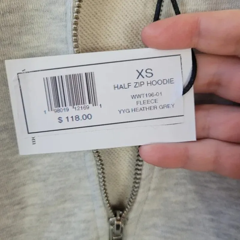 NWT WeWoreWhat Cropped Half Zip Fleece Cotton Hoodie Long Sleeve XS Heather Grey - Image 9